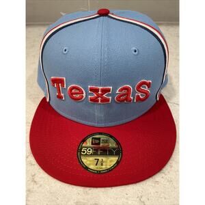 Texas Rangers New Era Powder Sky Light Blue 59FIFTY Fitted Hat 7 3/8 Flat Brim